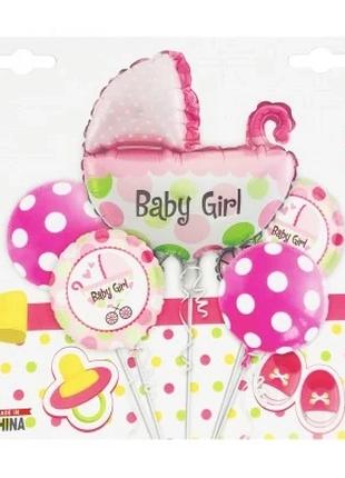 Набор фольгированных шаров "Коляска. Baby Girl"