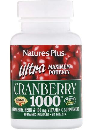 Натуральна добавка Natures Plus Ultra Cranberry 1000, 60 таблеток