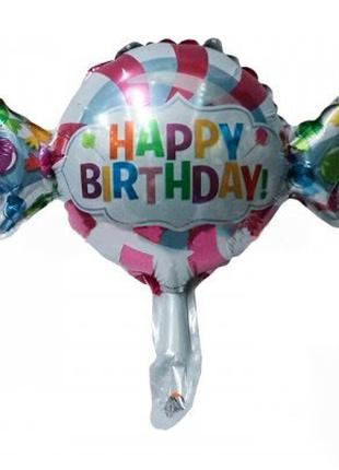Фольгированный шар мини-фигура Конфета "Happy Birthday"