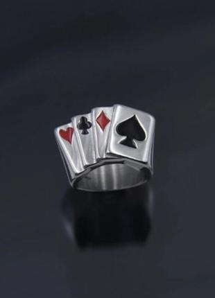 Перстень покер каре 4 туза | карти масть каблучка кольцо  -  к...