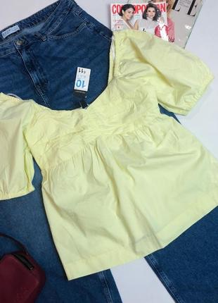 Натуральная блуза-топ лимонного цвета