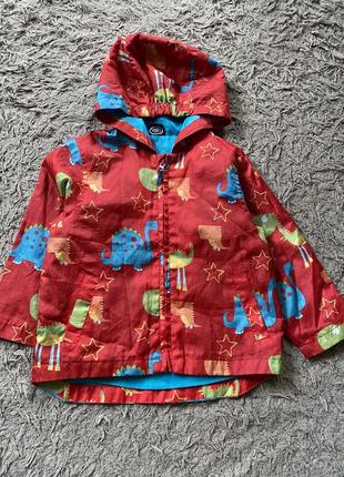 Куртка вітровка дощовик з динозаврами легка з капюшоном