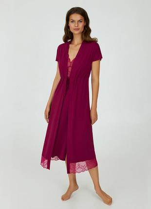 Жіночий халат на запах бордового кольору з модалу ellen lgm 21...