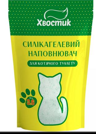 Силикагель наполнитель Хвостик для кошек, с зелеными гранулами...