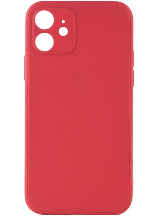 Силиконовый защитный чехол на Iphone 12 красный / Camellia Ful...