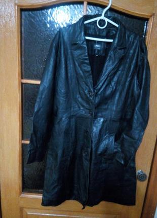 Кожаный плащ -куртка размер 50/52
