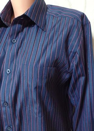 Рубашка мужская тёмно-синяя в полоску
