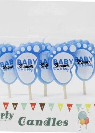 Фигурные свечи для торта "Baby Shower. Its a Boy", цвет - голубой