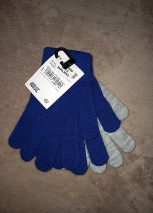 Комплект рукавичок сині і сірі