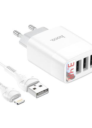 Сетевое зарядное устройство с кабелем USB на Lightning HOCO Ea...