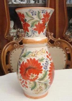 Старинная красивая высокая ваза ссср ручная роспись