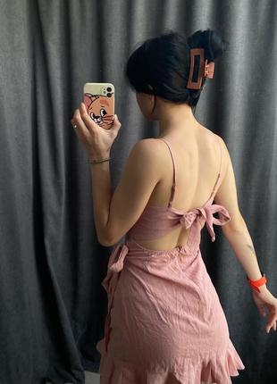 Сарафан жіночий короткий рожевий з відкритою спиною спинкою на...