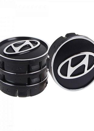 Заглушка колесного диска Hyundai 60x55 черный ABS пластик (4шт...