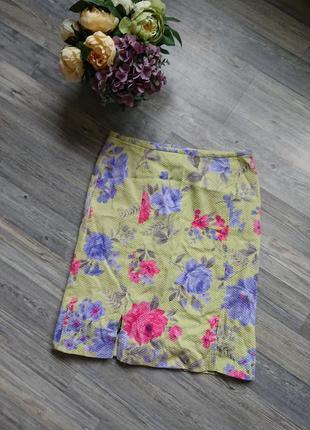 Женская юбка в цветы фактурная ткань большой размер батал 48/5...