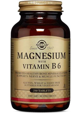 Вітаміни та мінерали Solgar Magnesium with Vitamin B6, 250 таб...