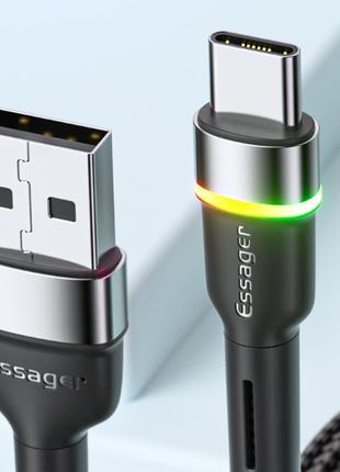 Кабель быстрой зарядки Quick Charge 3A USB - Type-C 1 метр LED...