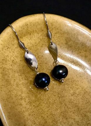 Сережки з натуральних прісноводних перлів