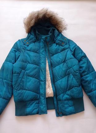 H&m. крутая куртка c меховушкой на 12-13 лет. 158 размер.