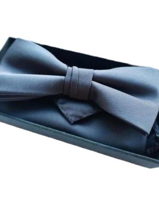 Selected бабочка галстук двойная серая набор комплект платок к...