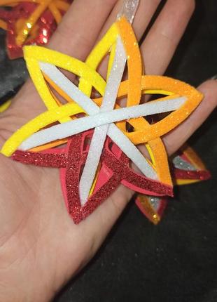 Новорічні іграшки ялинкові прикраси зіркикольор
