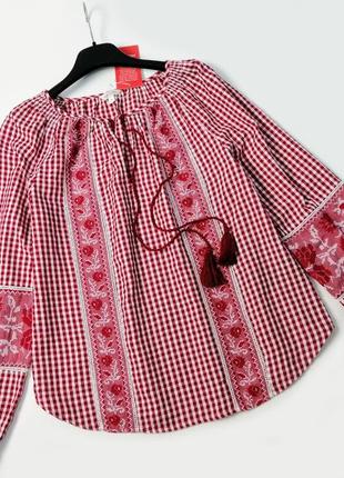 Новая хлопковая свободная вышиванка блуза