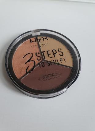 Палетка корректирующих средств nyx professional makeup 3 steps