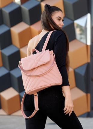 Стильний рожевий молодіжний рюкзак-сумка для школи
