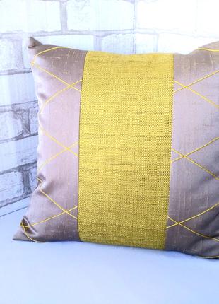 Декоративна подушка "Жовтий & сірий", 40 см х 40 см