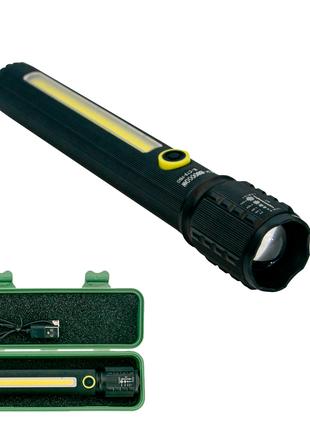 Мощный LED фонарь BL-C73-P50 COB фонарик ручной с USB зарядкой...