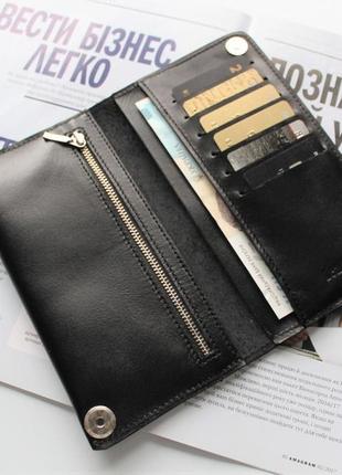 Мужской кошелек портмоне из натуральной кожи черный