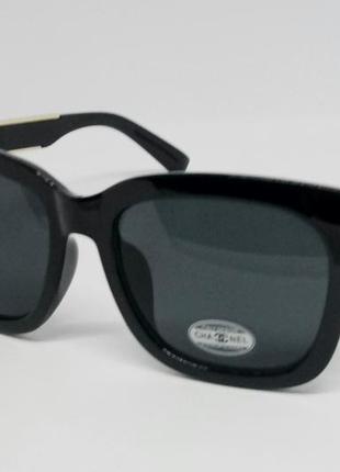 Модные женские солнцезащитные очки в стиле chanel черные с зол...