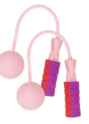Скакалка для прыжков с шариками утяжелителями, розовый