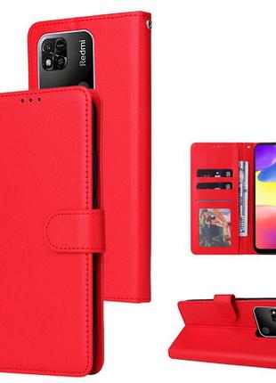 Чехол книжка для Xiaomi Redmi 10C Красный магнит ремешок