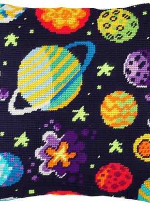 Набор для вышивки подушки крестом Космос галактика планеты Стр...