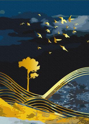 Картины по номерам Природа ночи с золотой краской 40х50 (BRUSHME)