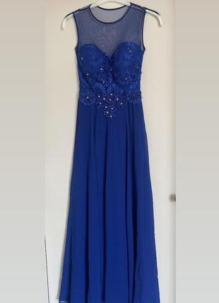 Выпускное вечернее платье синее