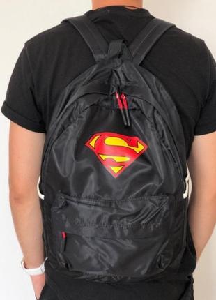 Черный рюкзак с лого superman - школьный, спортивный, повседне...
