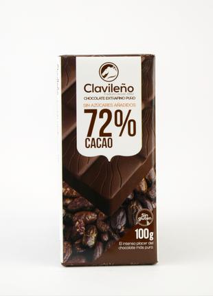Черный шоколад без глютена и сахара Clavileno 72% cacao 100г (...