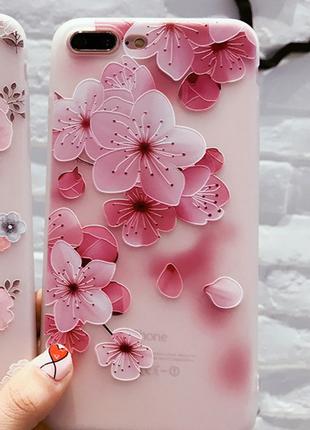Матовый чехол для Iphone 5 5s SE, розовые цветы