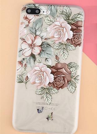 Матовый чехол для Iphone 7, коричневые цветы