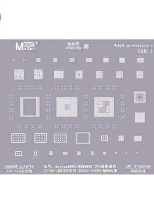 Трафарет BGA MaAnt Samsung s8 s8+ note8 g9500 g955u N9500 Exynos