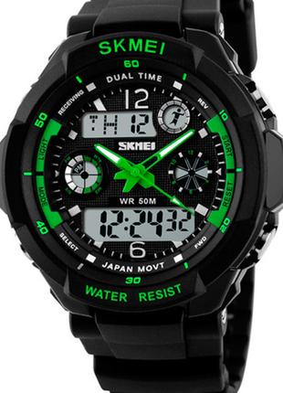 Мужские спортивные кварцевые наручные часы Skmei S-Shock Green...