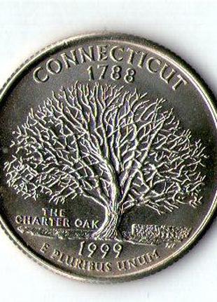 Монета США 25 центов Конектикут 1999