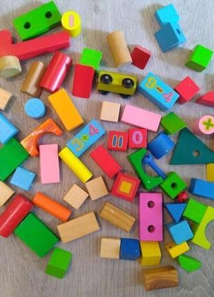 Набір дерев'яних кубиків ассорті колір та форми playtive 67 де...