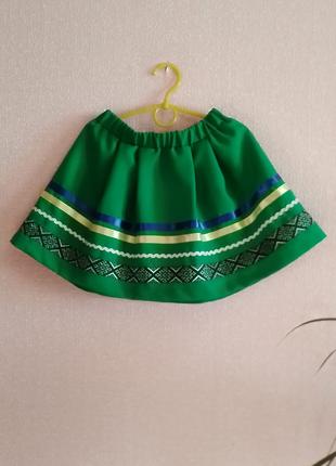 Спідничка святкова зелена до вишиванки український костюм