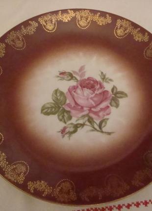Коллекционная тарелка роза цветы - 24.5 см фарфор чехословакия...