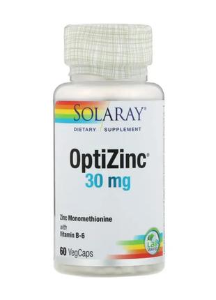 Цинк 30 мг OptiZinc, Solaray, 60 капсул