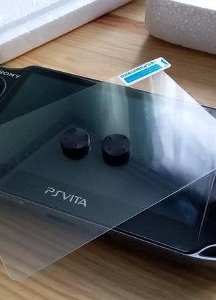 Защитное стекло PS Vita Fat + накладки на стики Playstation скло