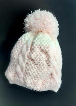Тепла шапка з помпоном nutmeg сша рожева на флісі на 6-12 місяців