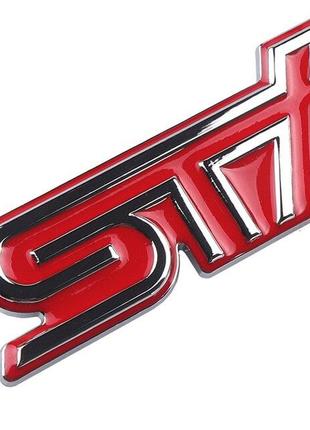 Емблема STI на задню частину, Subaru (метал, червоний +хром)